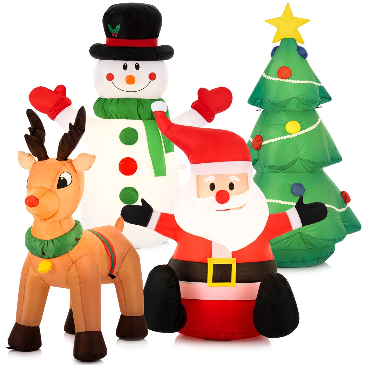 OHS Indoor/Outdoor Self-Inflating Santa Light-Up Porch Decoration - Red>