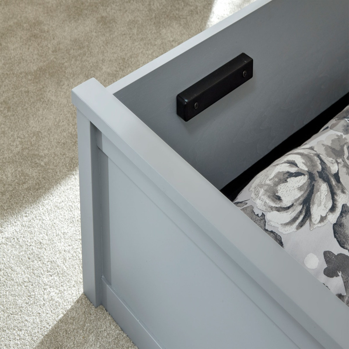 Como Wooden Ottoman Storage Bed - Grey>
