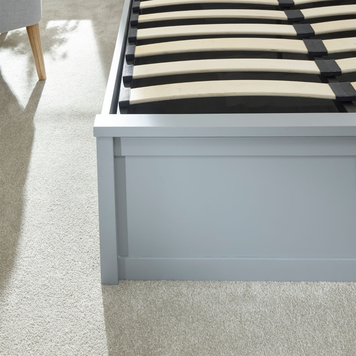 Como Wooden Ottoman Storage Bed - Grey>
