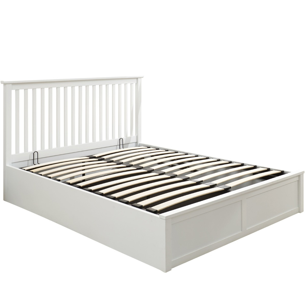 Como Wooden Ottoman Storage Bed, 5ft King - White>