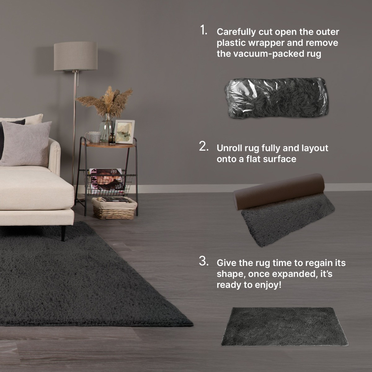 OHS Cosy Teddy Rug, Silver - 80 x 150cm>