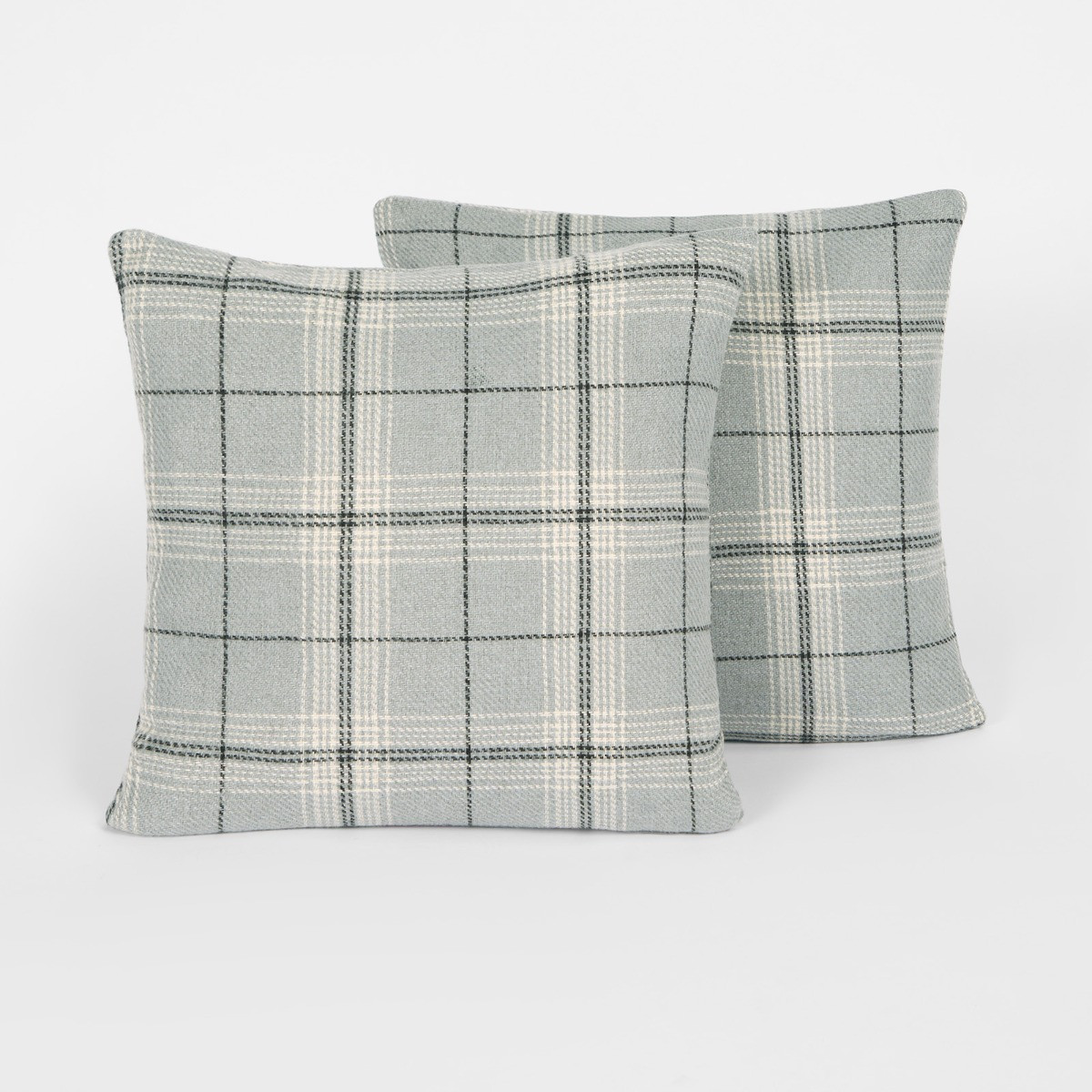 OHS 4 Pack Woven Check Cushion Covers with Cushion - Grey>