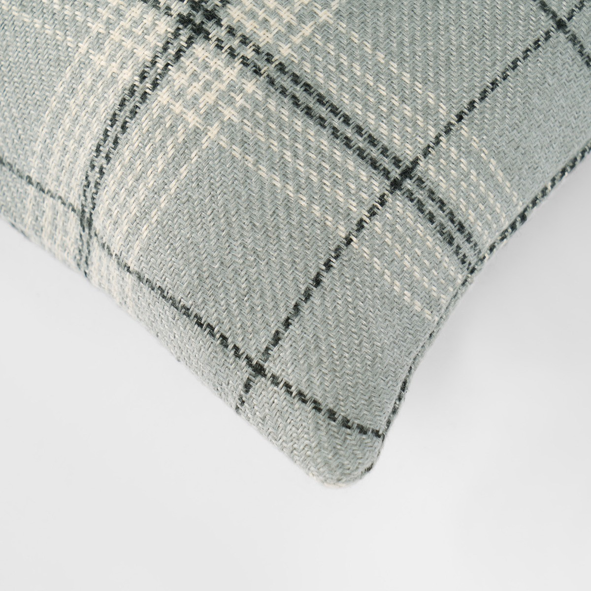 OHS 4 Pack Woven Check Cushion Covers with Cushion - Grey>