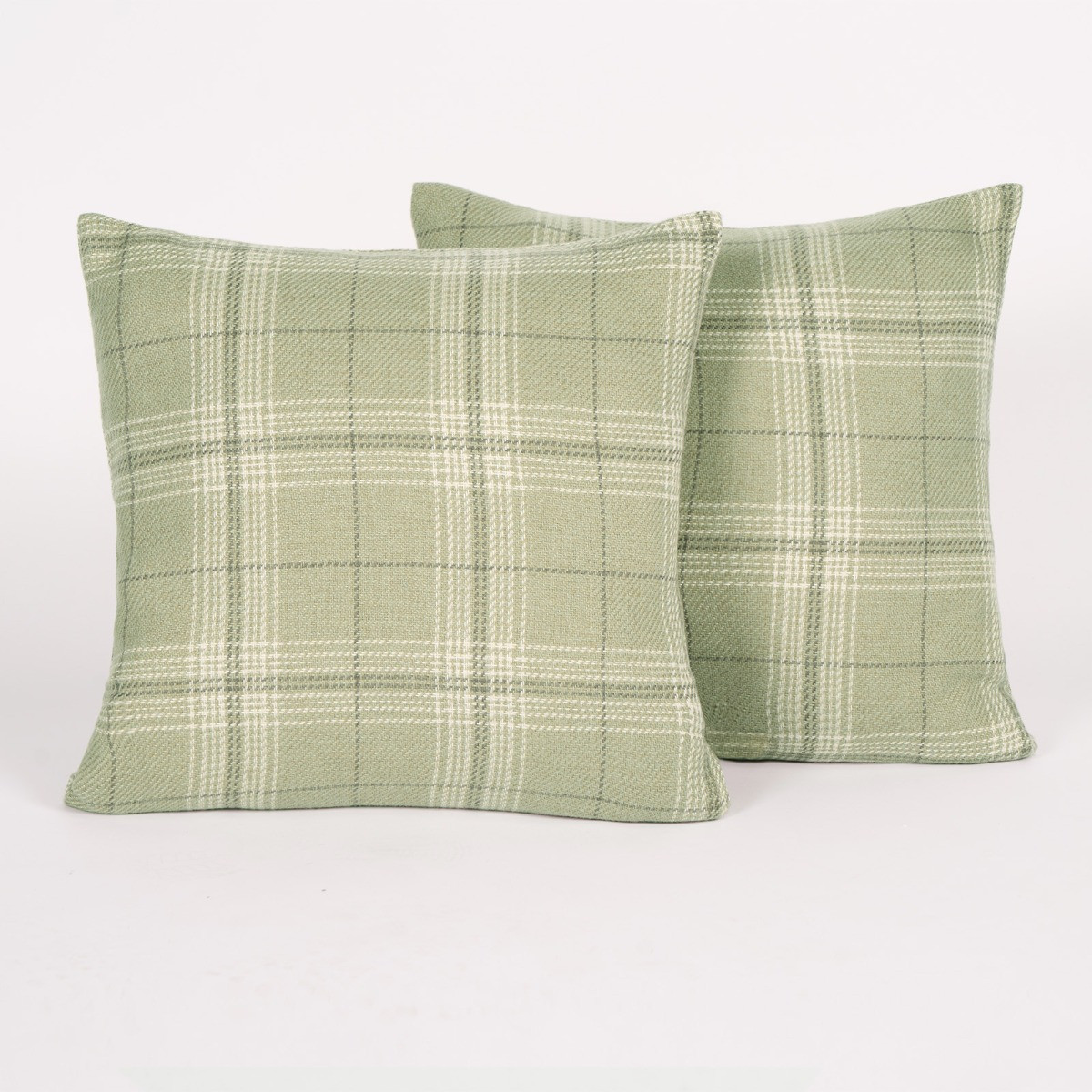 OHS 2 Pack Woven Check Cushion Covers with Cushion - Sage>
