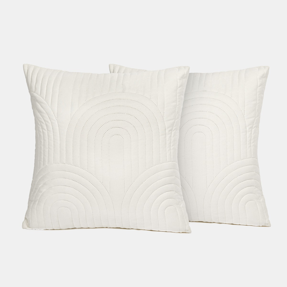 OHS 4 Pack Arches Embossed Quilted Cushion Covers with Cushion - Cream>