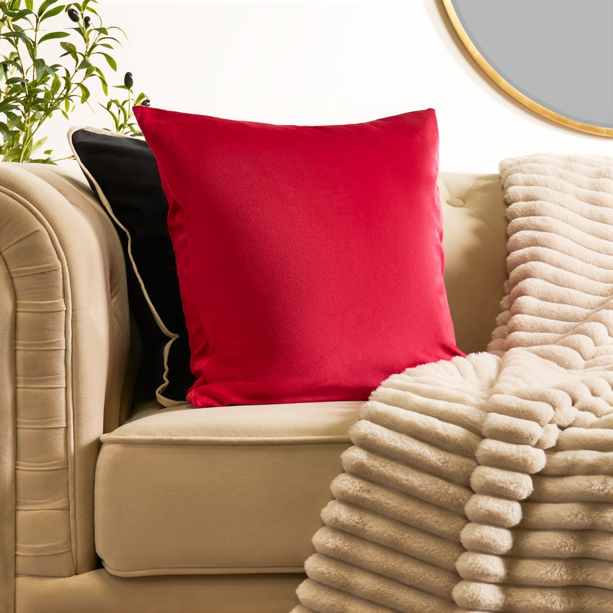 OHS Pack Matte Velvet Cushion Covers Red