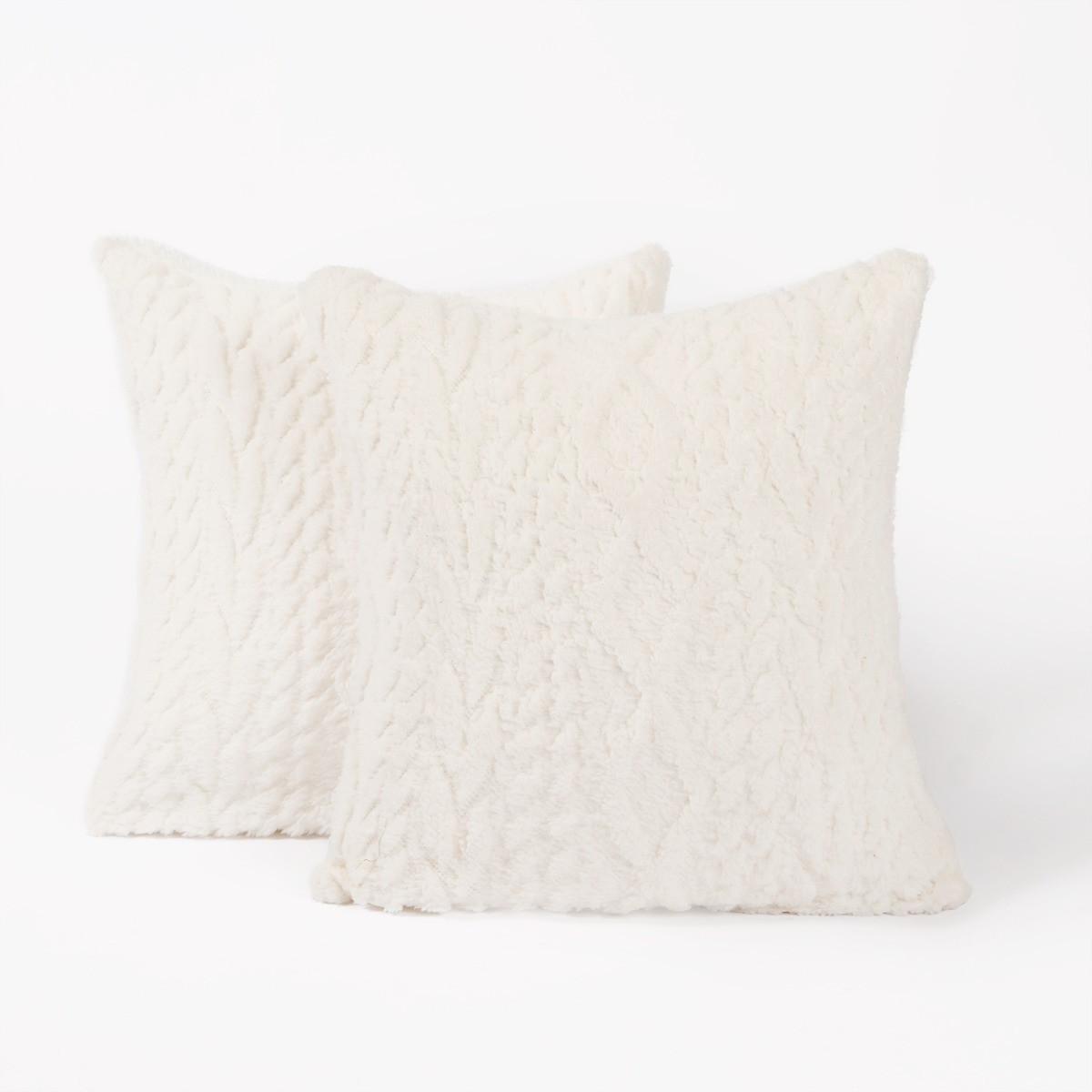 OHS 4 Pack Cable Knit Cushion Covers with Cushion - Cream >