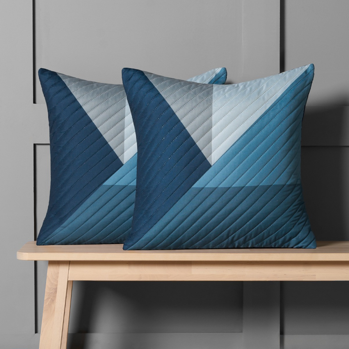 OHS Ralph Geometric Quilted Cushion Covers - Navy>