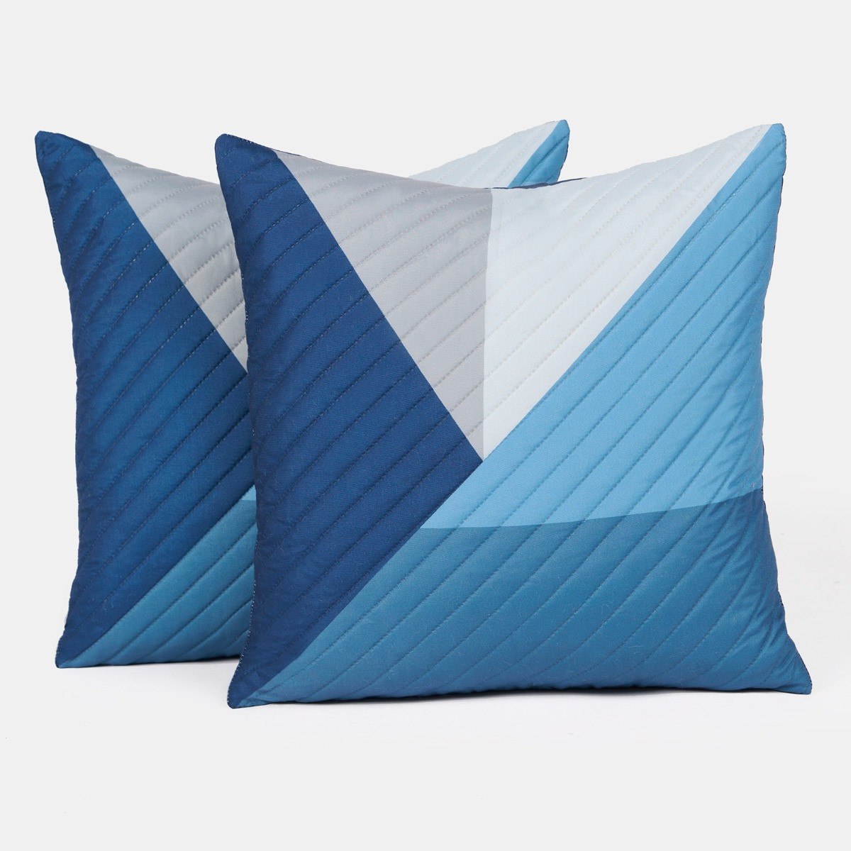 OHS Ralph Geometric Quilted Cushion Covers - Navy>
