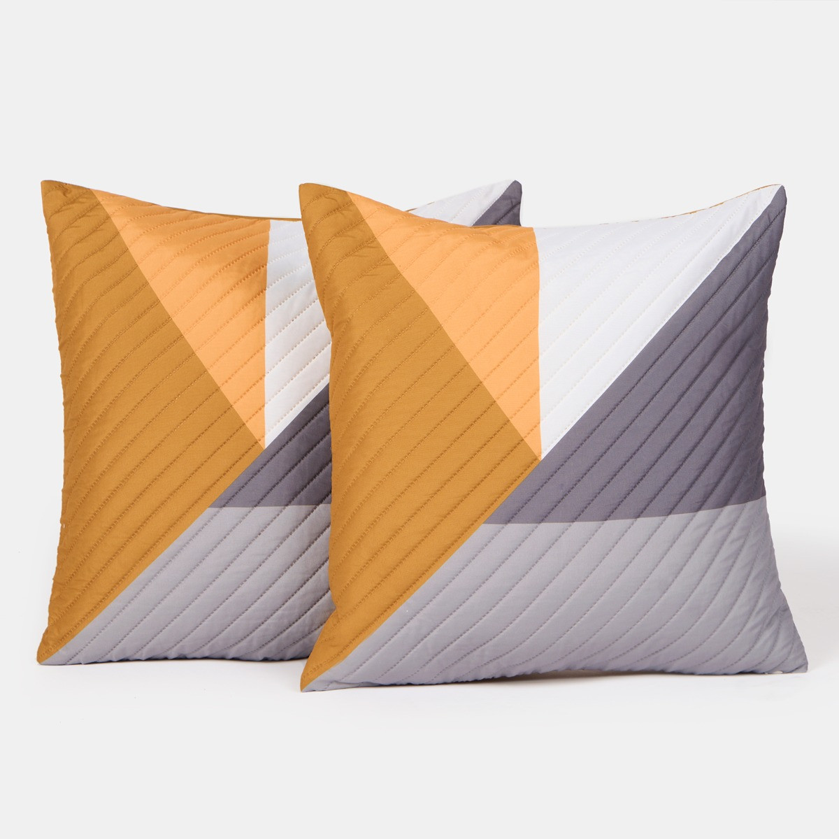 OHS Ralph Geometric Quilted Cushion Covers - Ochre>