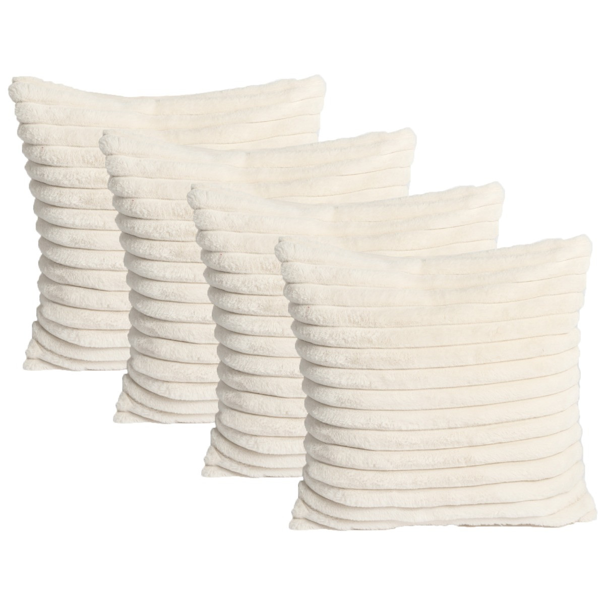 OHS Faux Fur Thick Ribbed Cushion Covers - Natural>