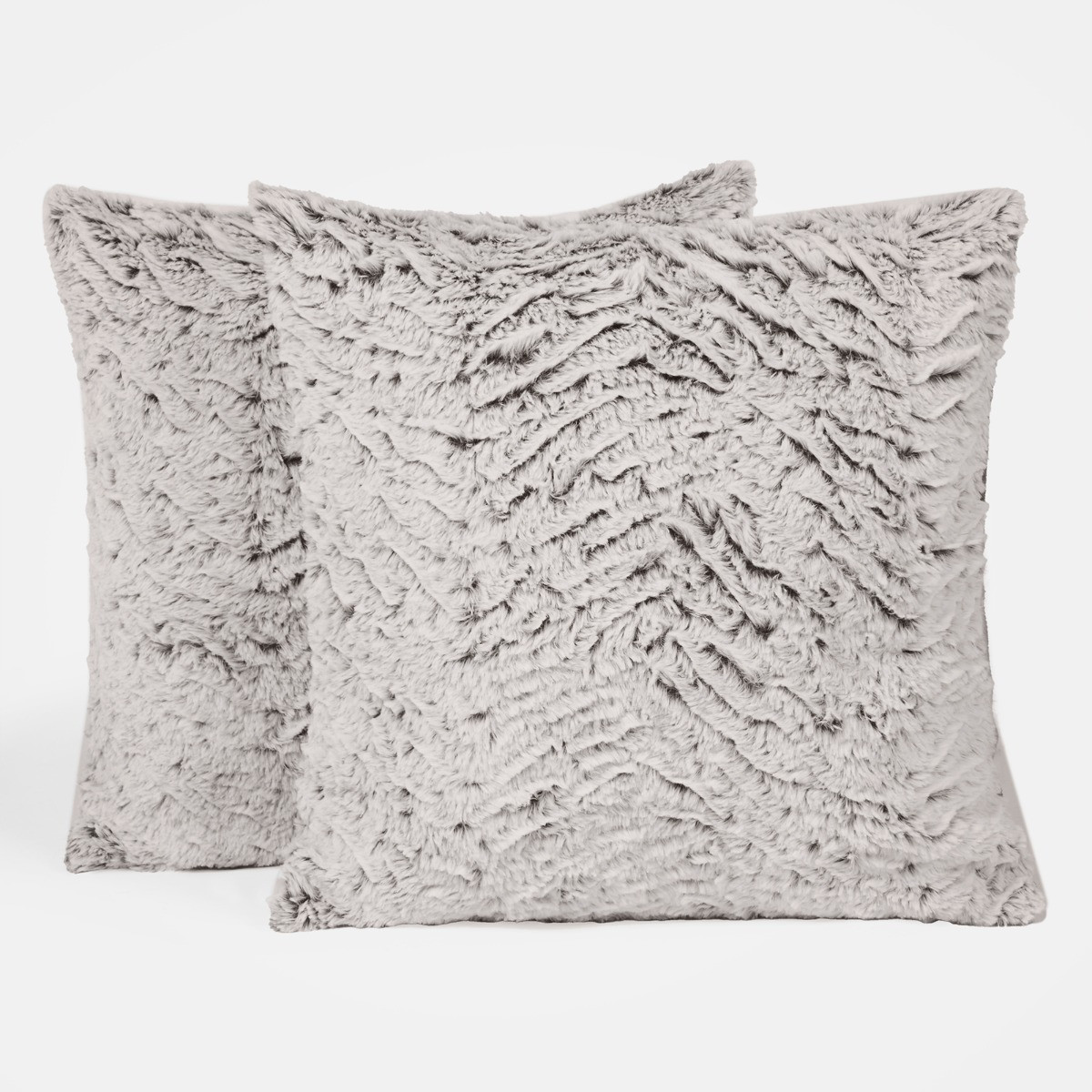 OHS 4 Pack Faux Fur Two Tone Cushion Covers - Natural >