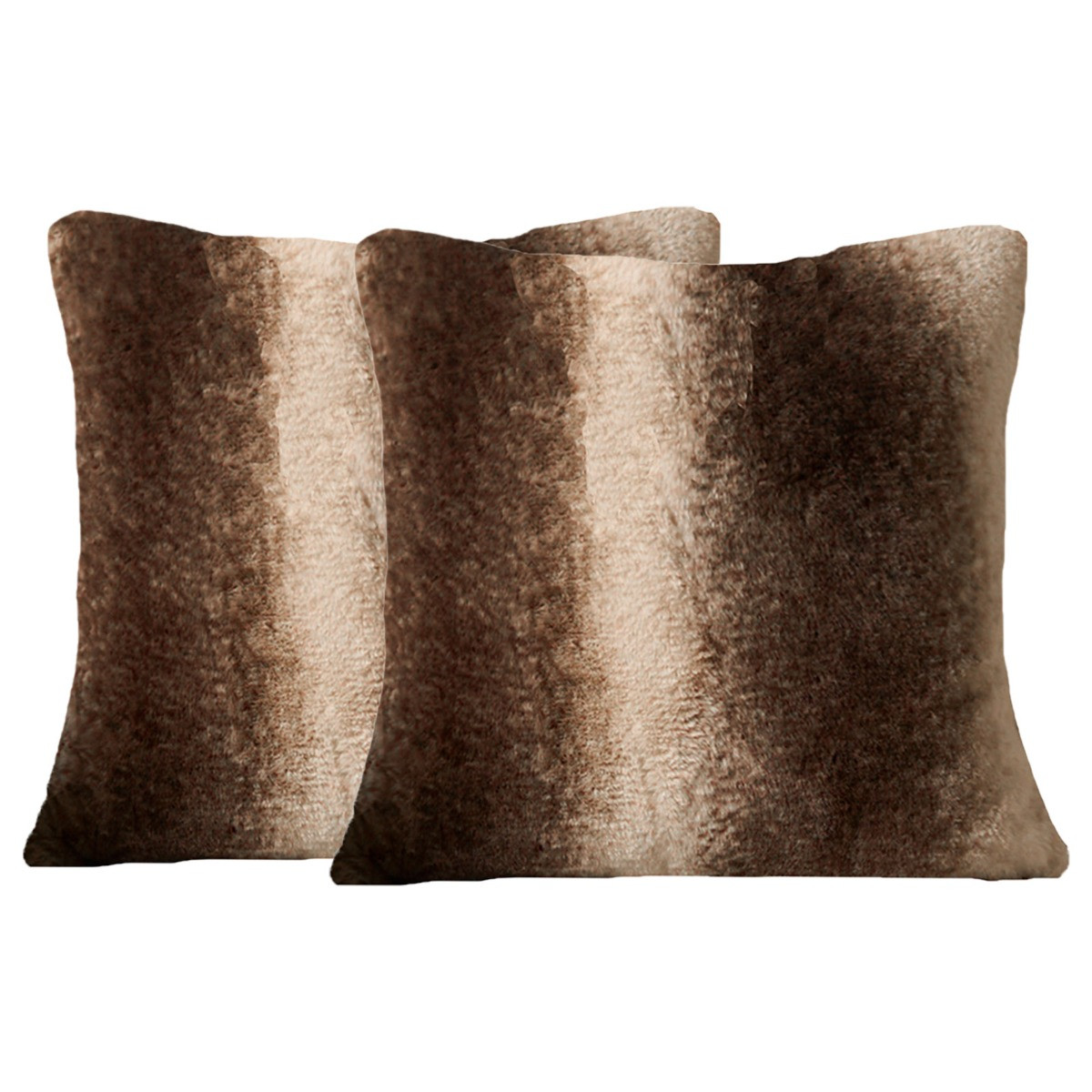 OHS 4 Pack Stripe Faux Fur Cushion Covers with Cushion - Brown>