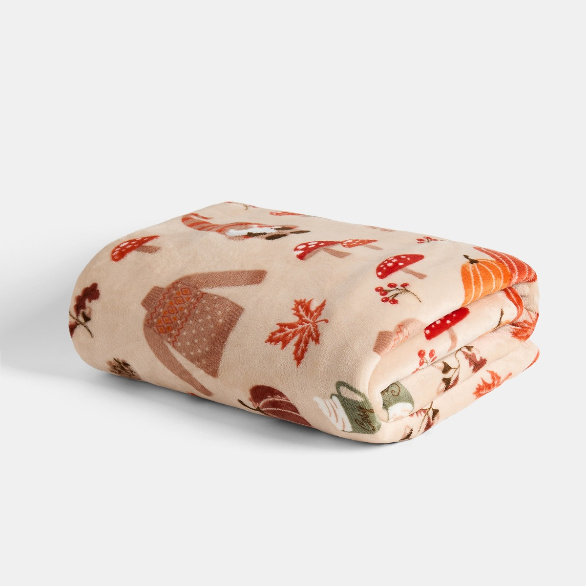 OHS Autumnal Gonk Printed Throw - Natural >
