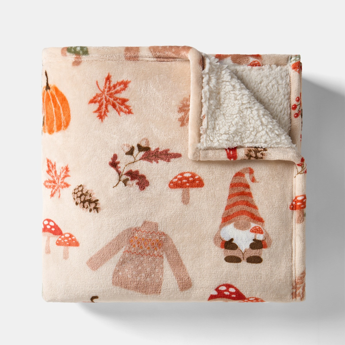 OHS Autumnal Gonk Printed Throw - Natural >