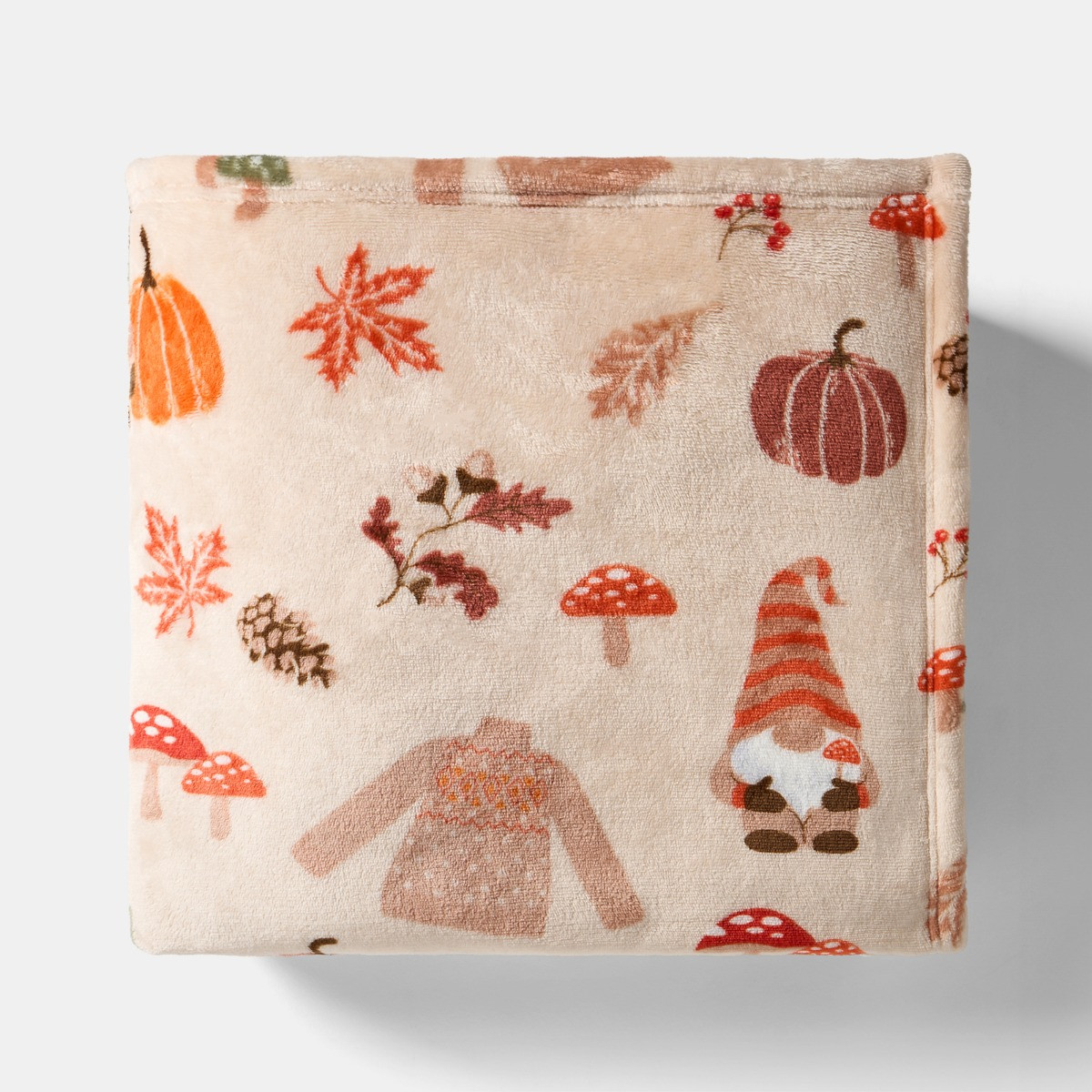 OHS Autumnal Gonk Printed Throw - Natural >