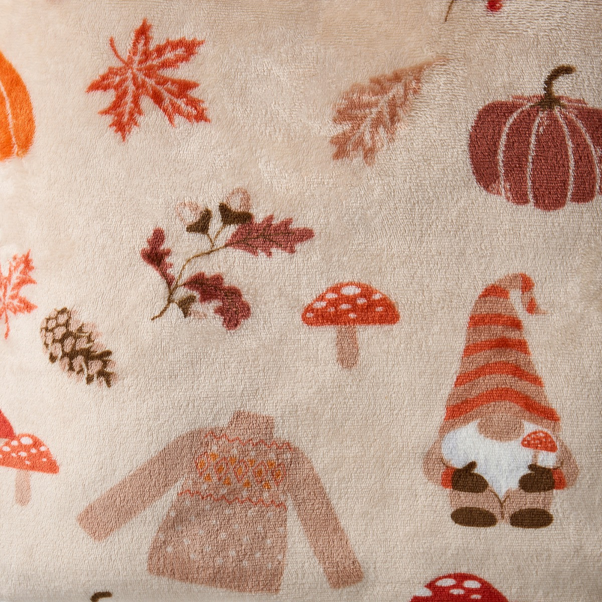 OHS Autumnal Gonk Printed Throw - Natural >