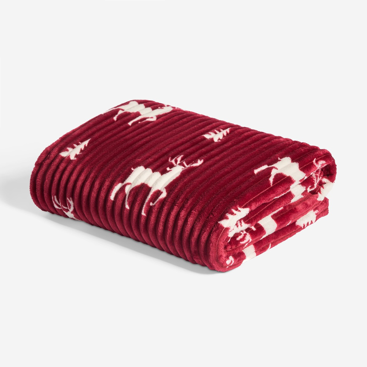 OHS Ribbed Stag Throw Sherpa Reverse - Red>