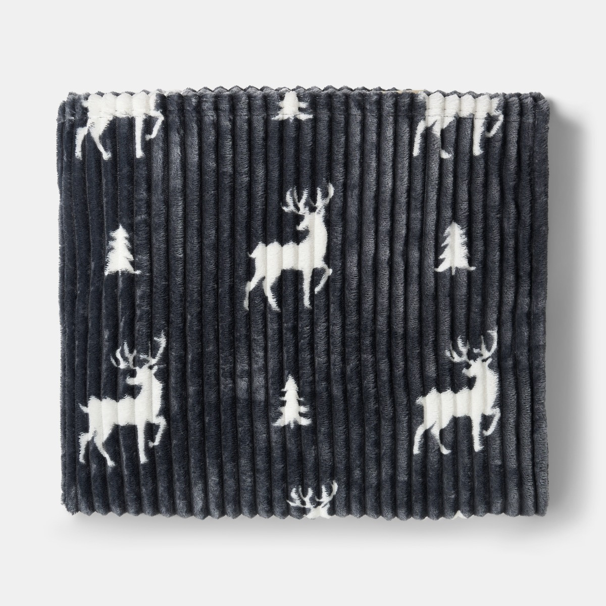 OHS Ribbed Stag Throw Sherpa Reverse - Grey>