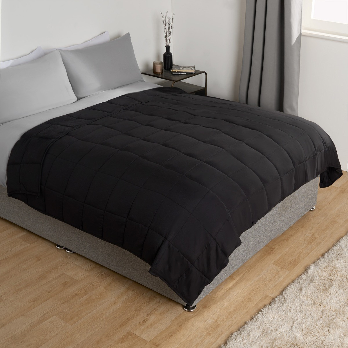 OHS Supersoft Weighted 8kg Blanket, Black - 150 x 200cm>