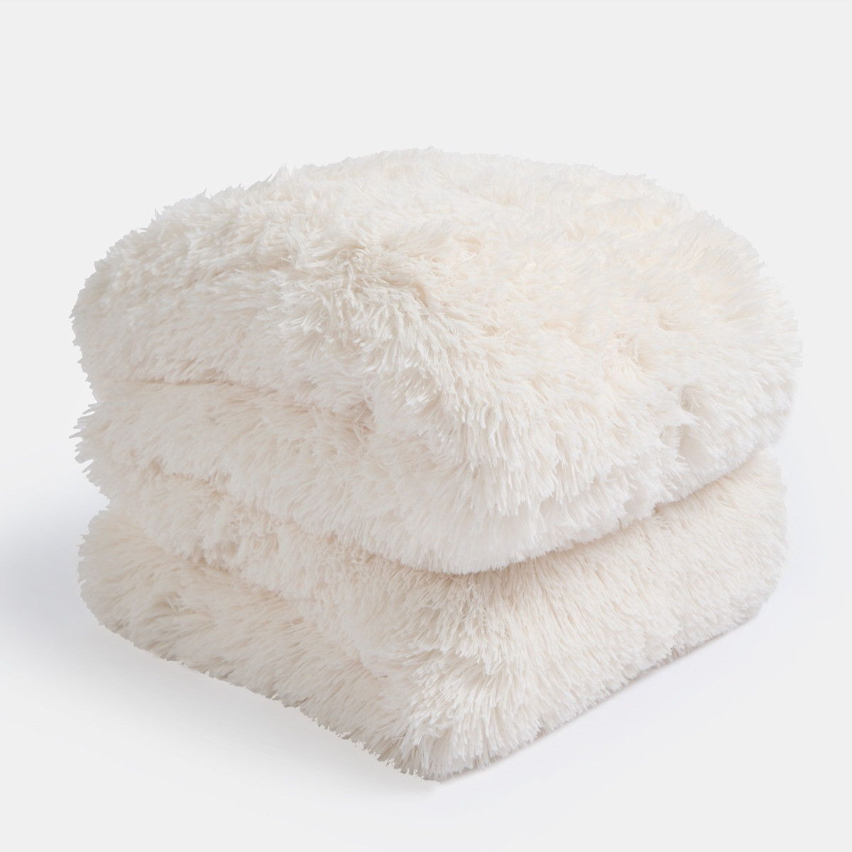 OHS Fluffy Faux Fur Weighted Blanket, Cream - 8kg>
