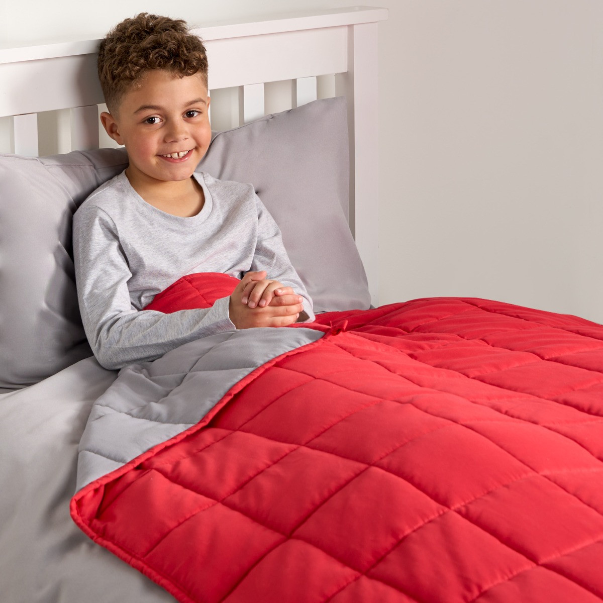 OHS Kids Supersoft Weighted Blanket, Red/Grey 3kg