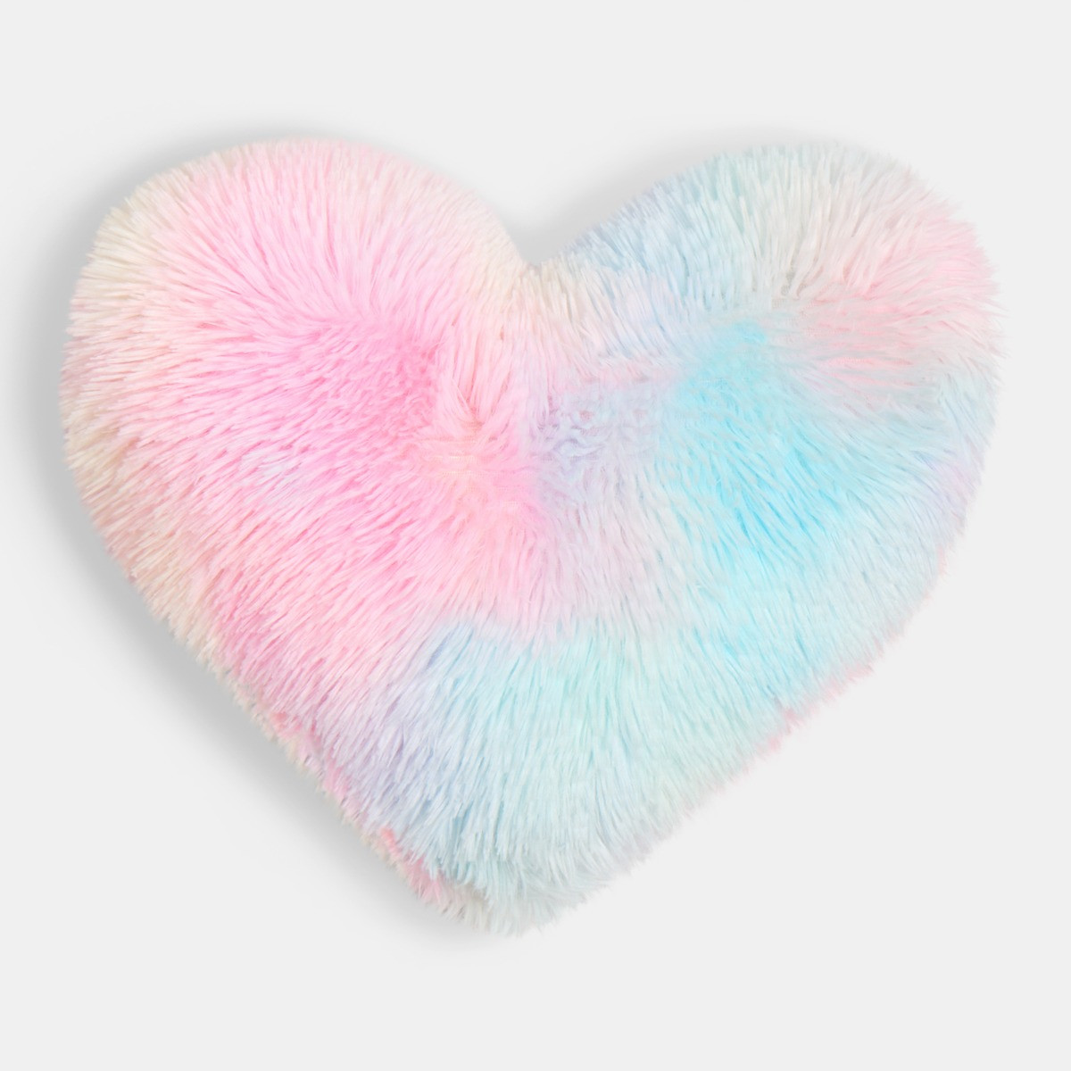 OHS Fluffy Tie Dye Heart Shaped Filled Cushion - Multi>