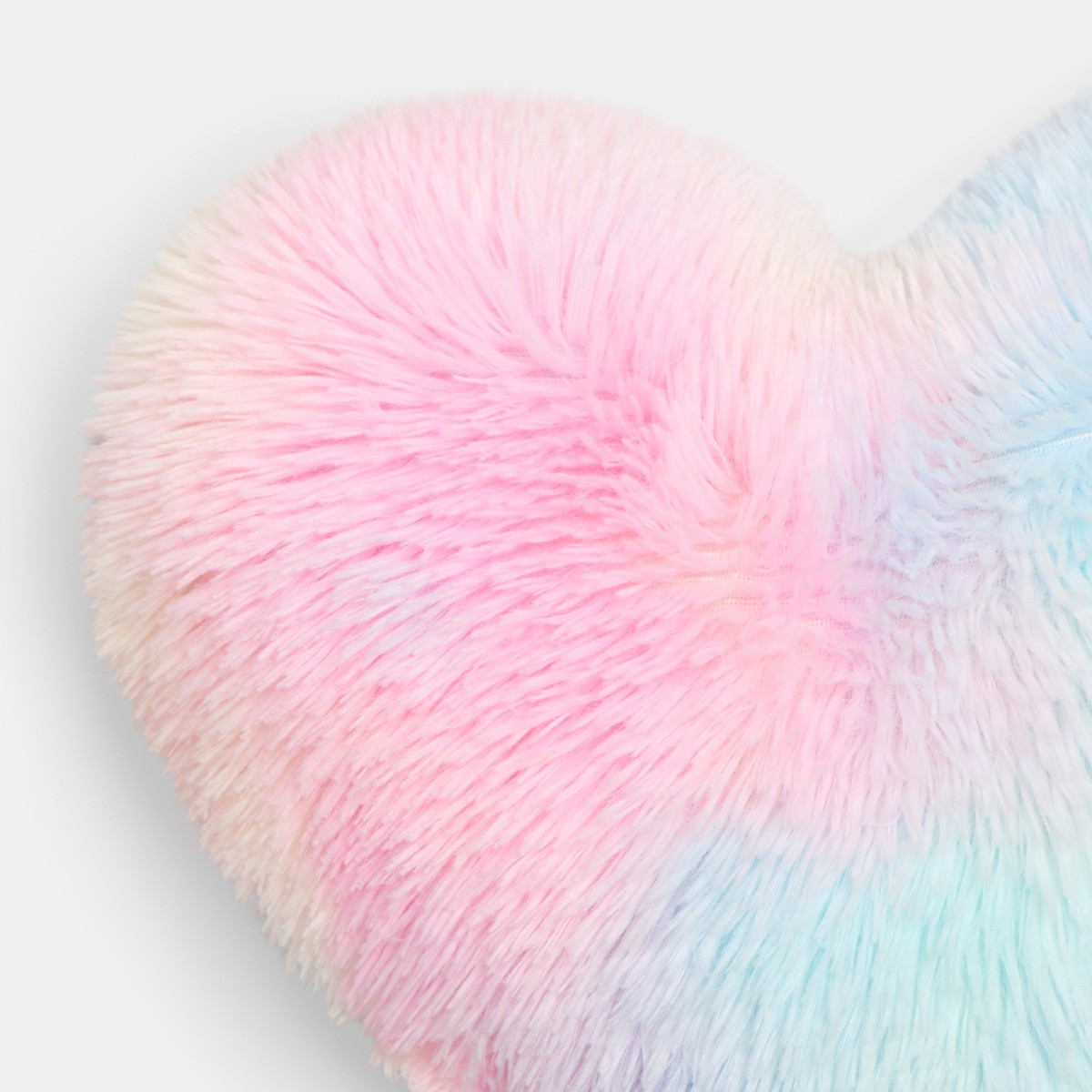 OHS Fluffy Tie Dye Heart Shaped Filled Cushion - Multi>