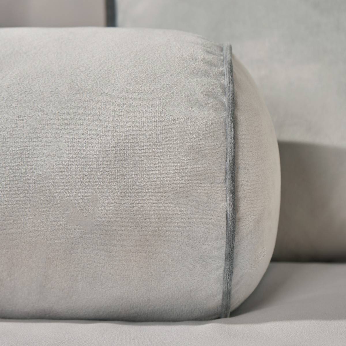 OHS Matte Velvet Bolster Cushion - Grey/Charcoal>