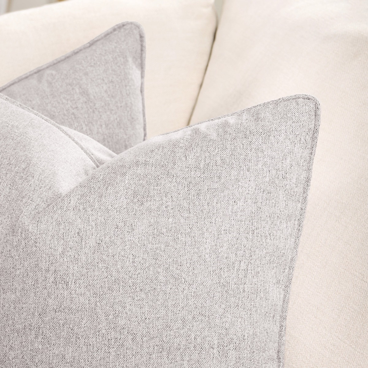 OHS 2 Pack Woven Texture Cushion Covers, 45 x 45cm - Silver>