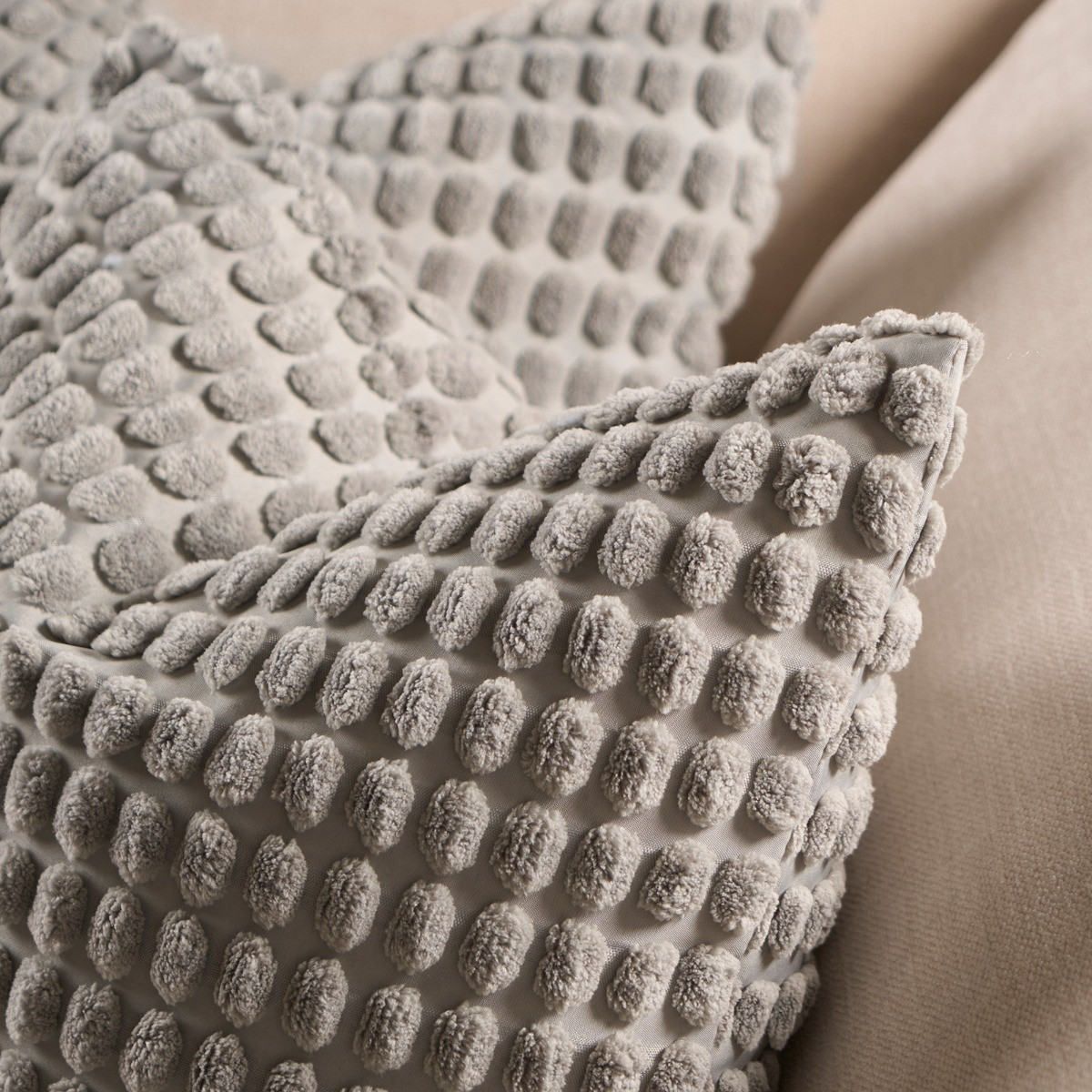 OHS 2 Pack Bobble Textured Cushion Covers, 45 x 45cm - Grey>