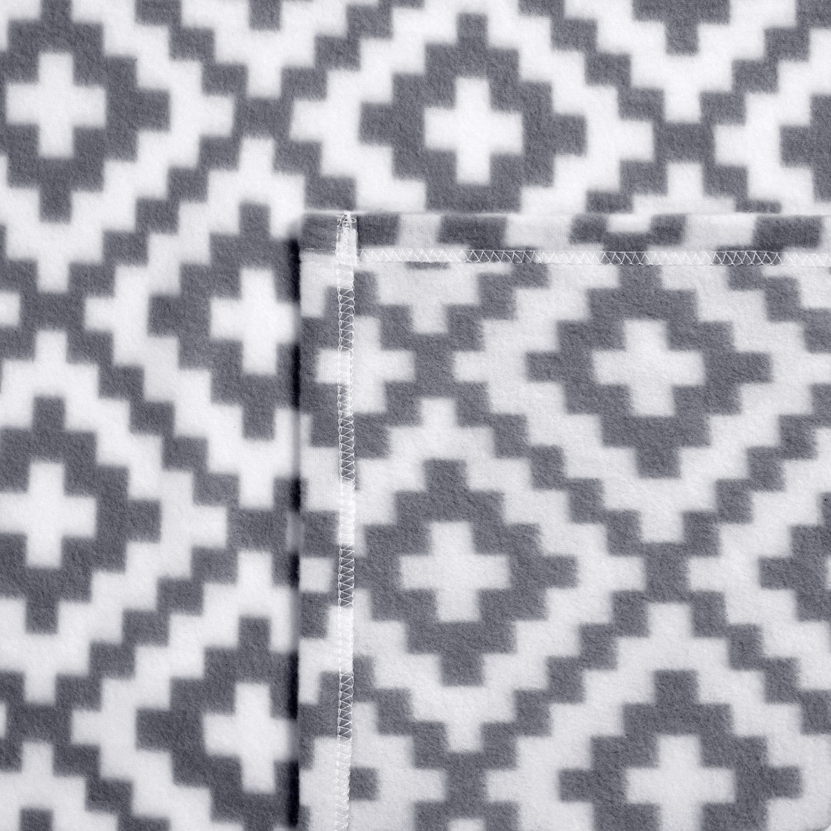 OHS Fleece Geometric Print Throw - Grey>