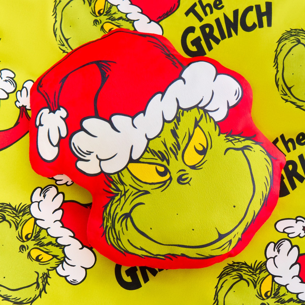 OHS The Grinch Shaped Cushion - Green/Red>