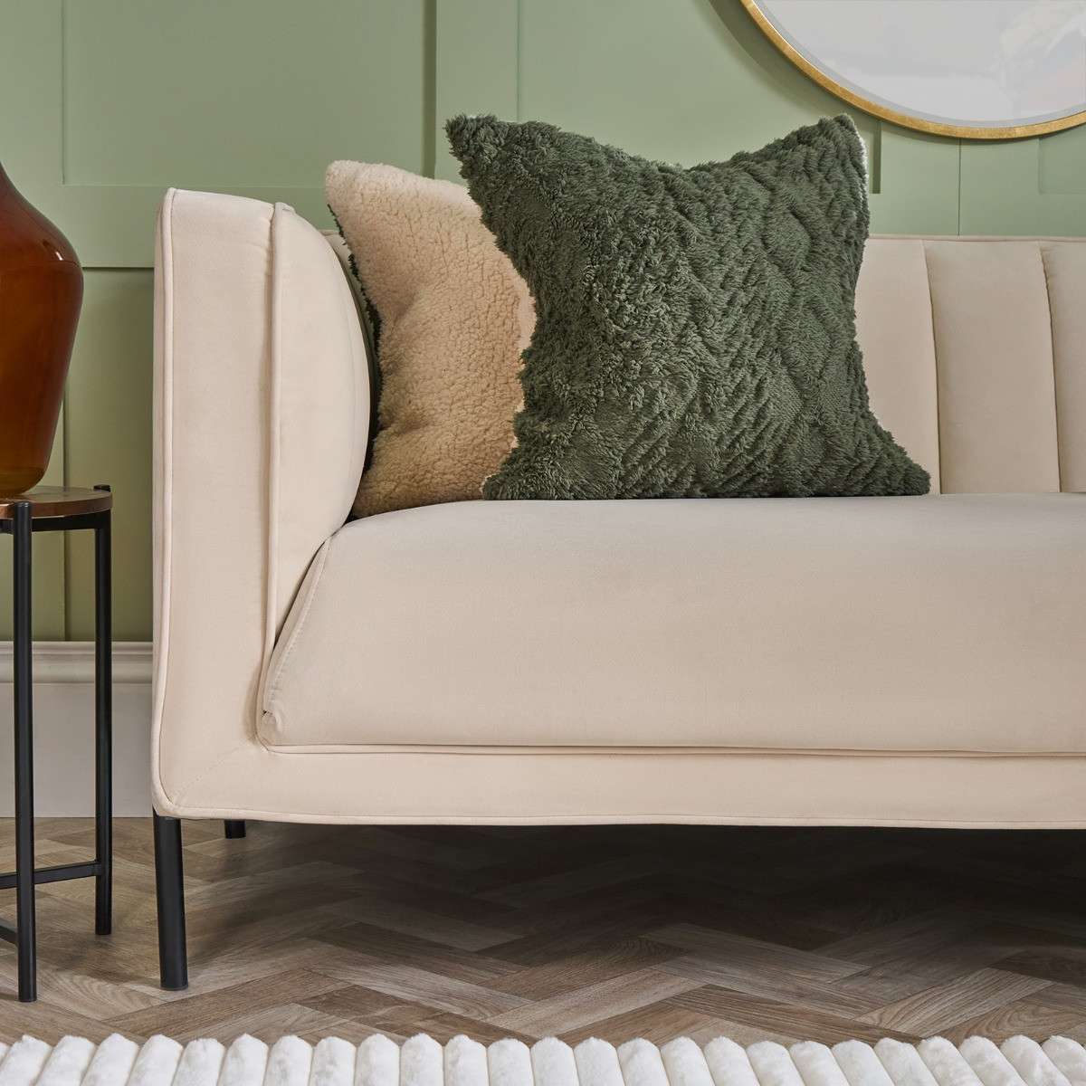 OHS Cable Knit Cushion Covers, Woodland Green - 45 x 45cm>