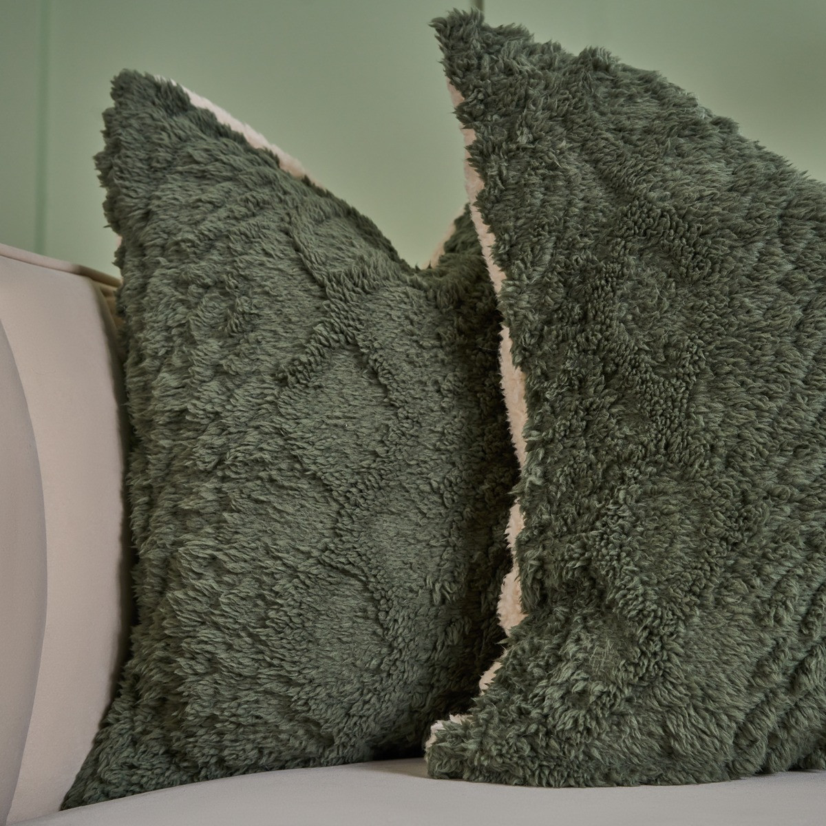 OHS Cable Knit Cushion Covers, Woodland Green - 45 x 45cm>