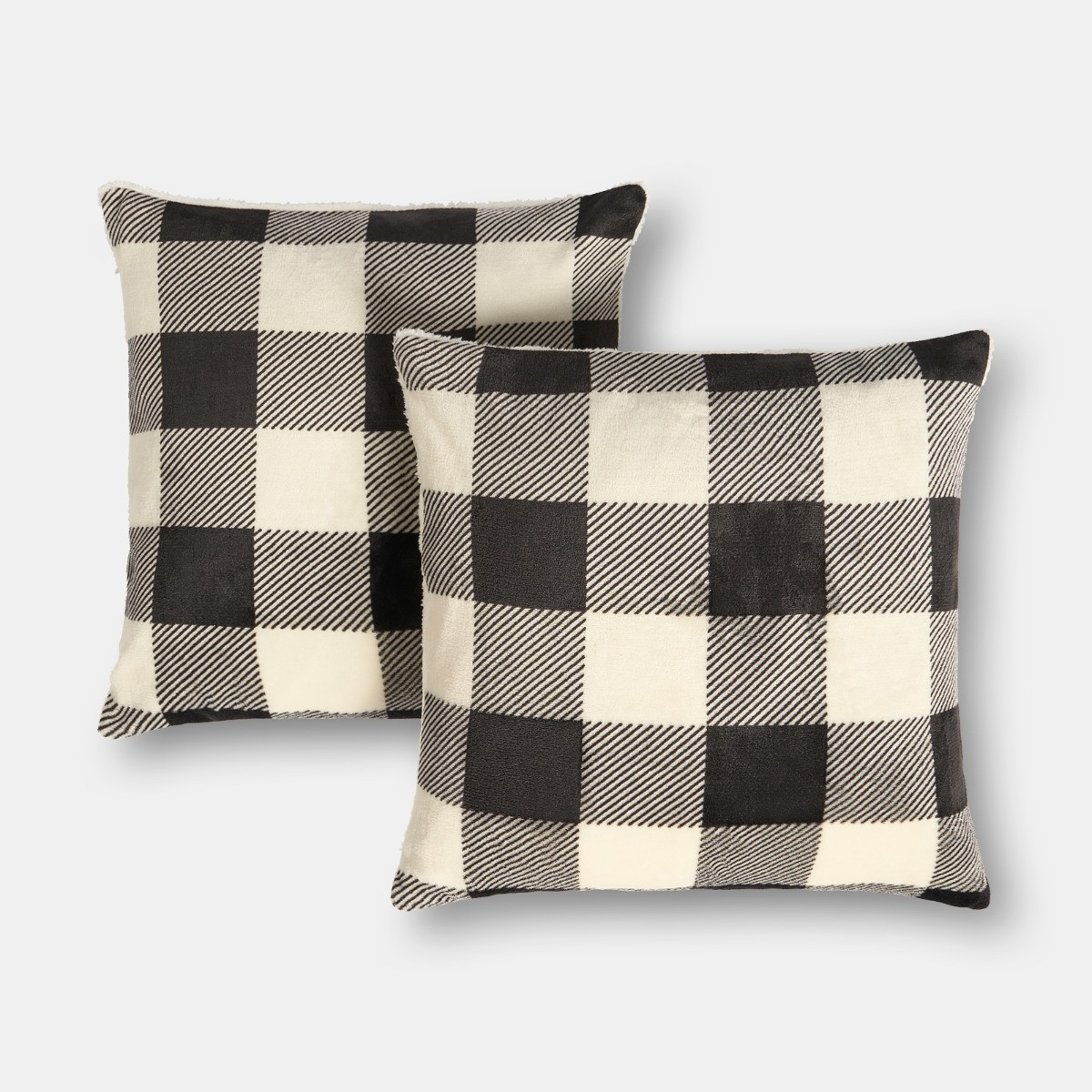 OHS Gingham Flannel Cushion Covers - Monochrome>