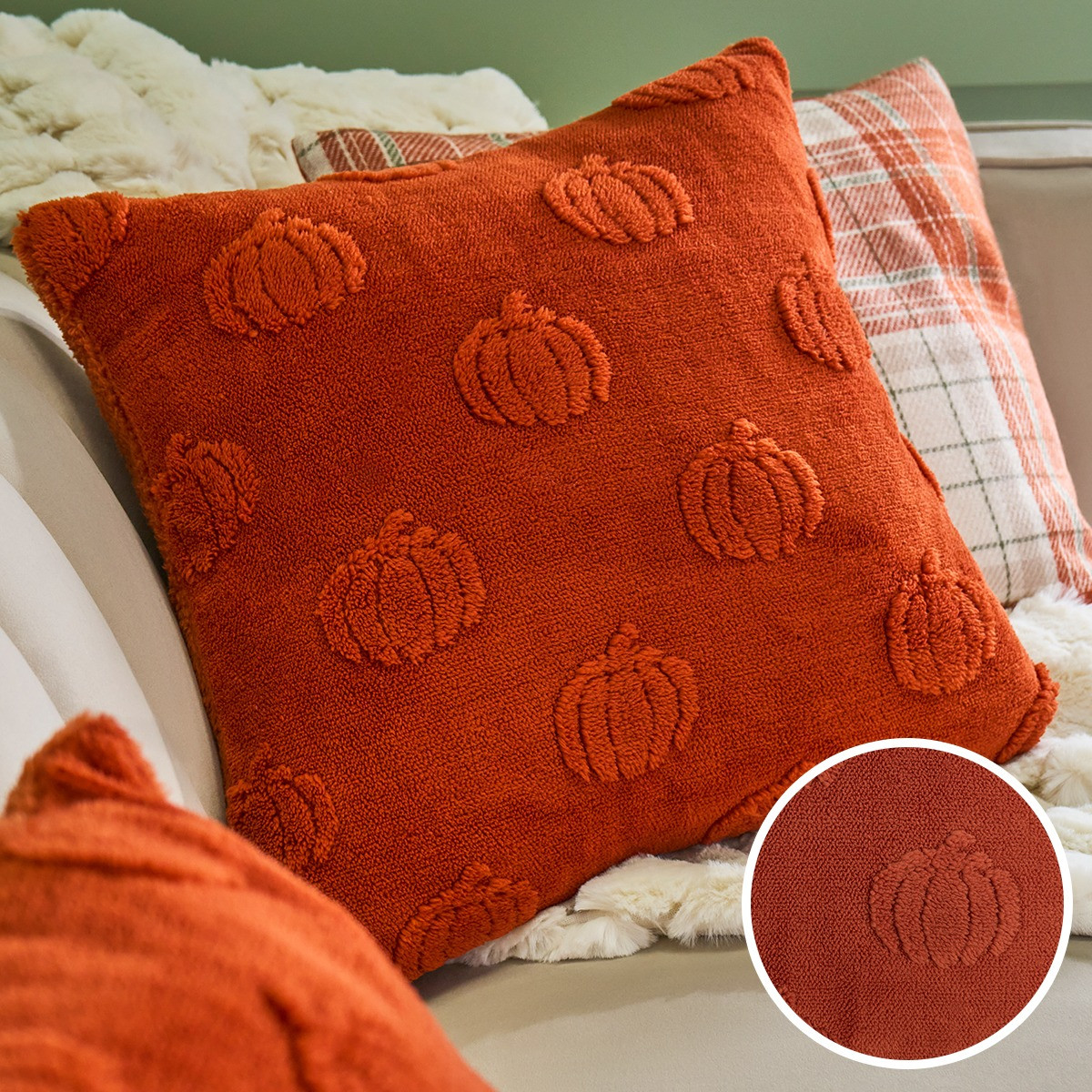 OHS Tufted Pumpkin Cushion Covers - Rust>