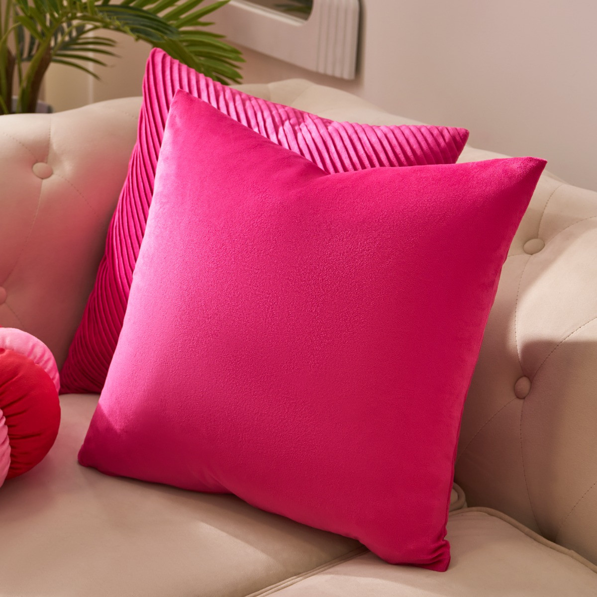 OHS Matte Velvet Cushion Covers, Hot Pink - 45 x 45cm>
