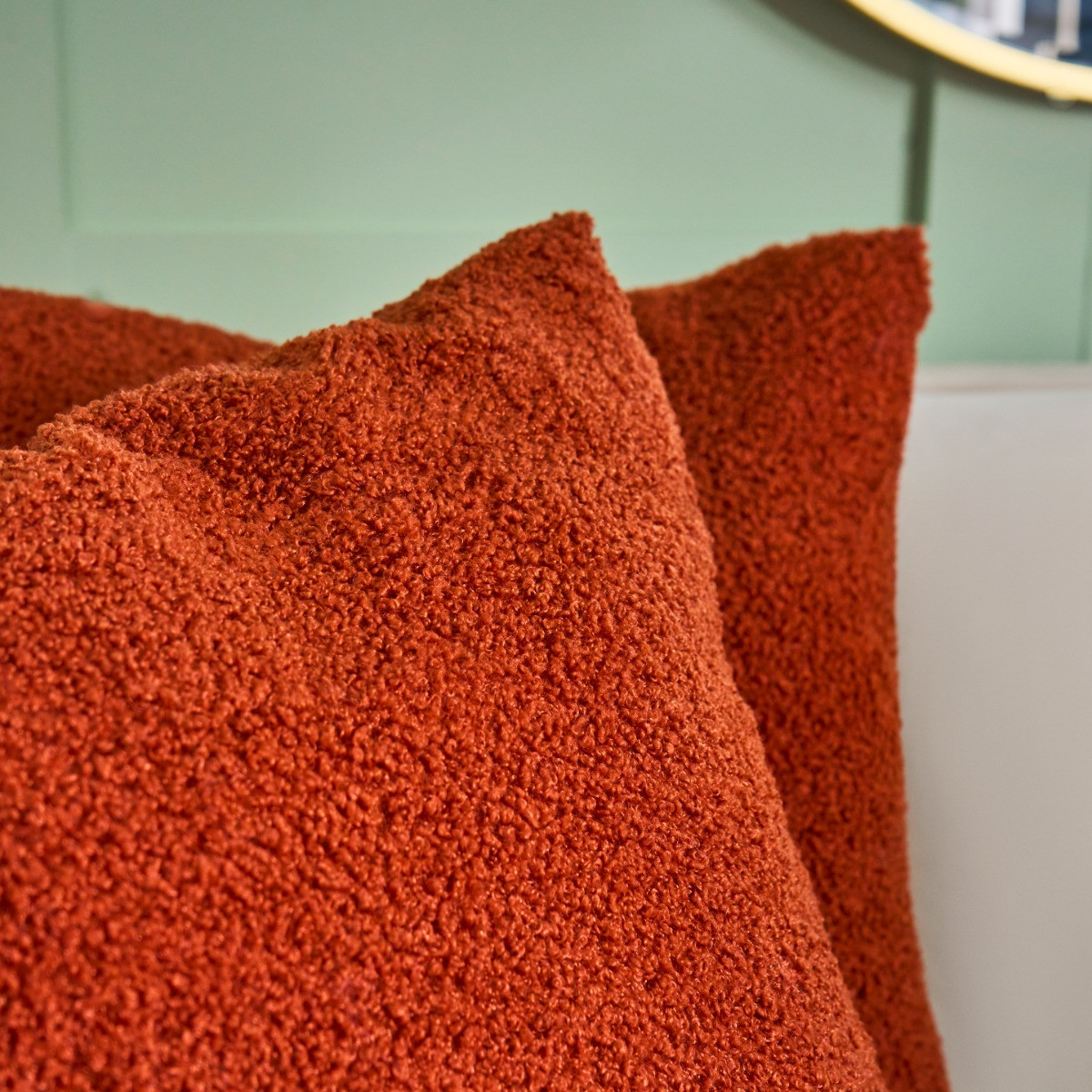 OHS 2 Pack Boucle Cushion Covers, Rust - 45 x 45cm>