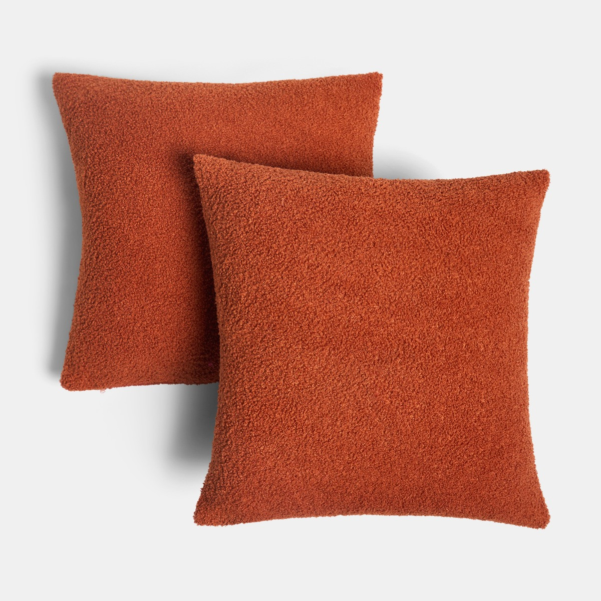 OHS 2 Pack Boucle Cushion Covers, Rust - 45 x 45cm>