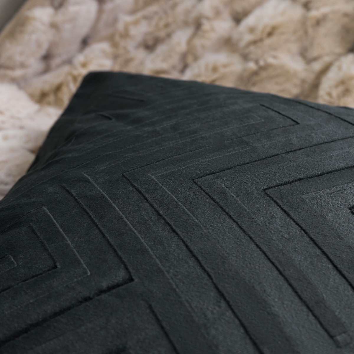 OHS Matte Velvet Cut Out Cushion Covers - Black>