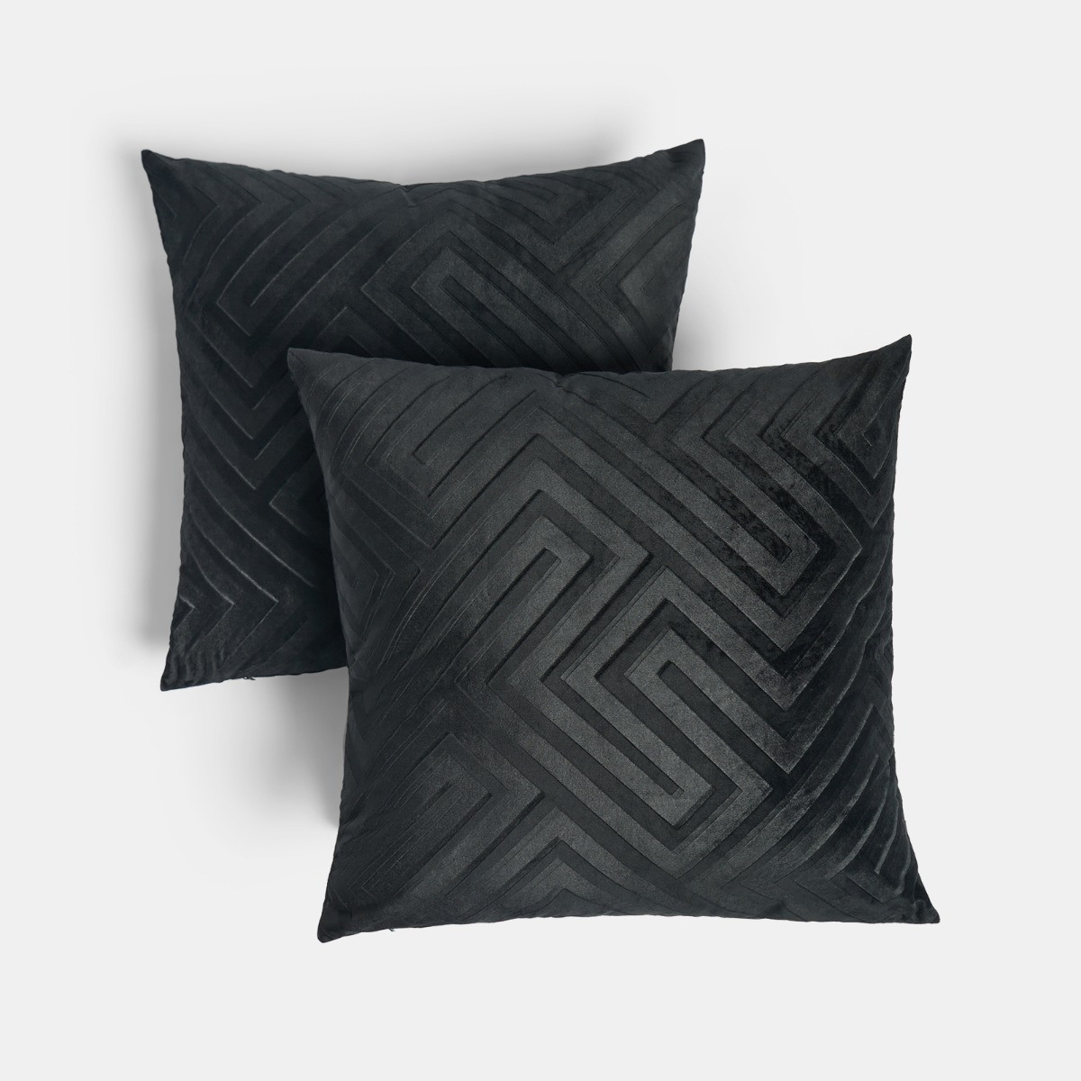 OHS Matte Velvet Cut Out Cushion Covers - Black>