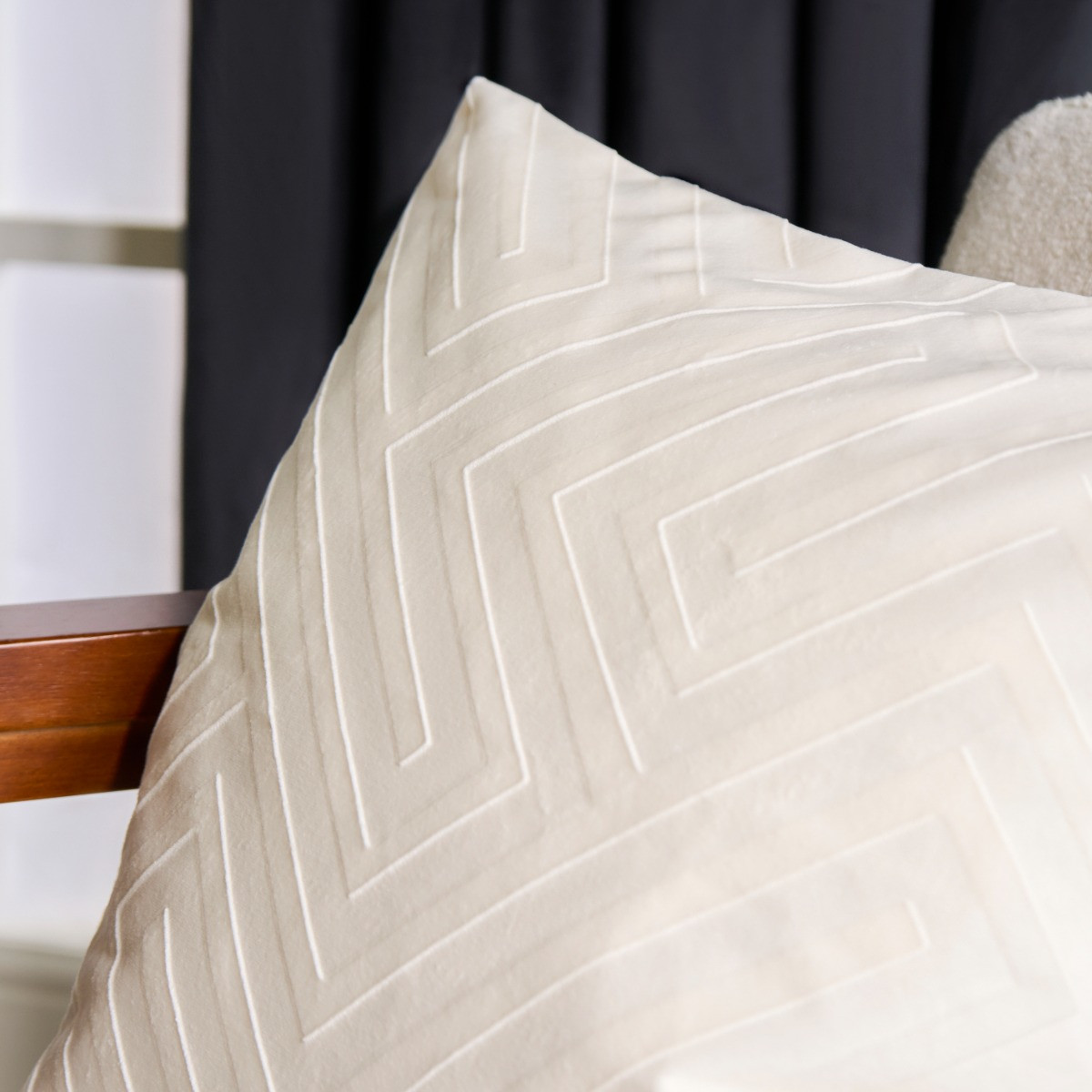 OHS Cut Out Matte Velvet Cushion Covers - Cream>