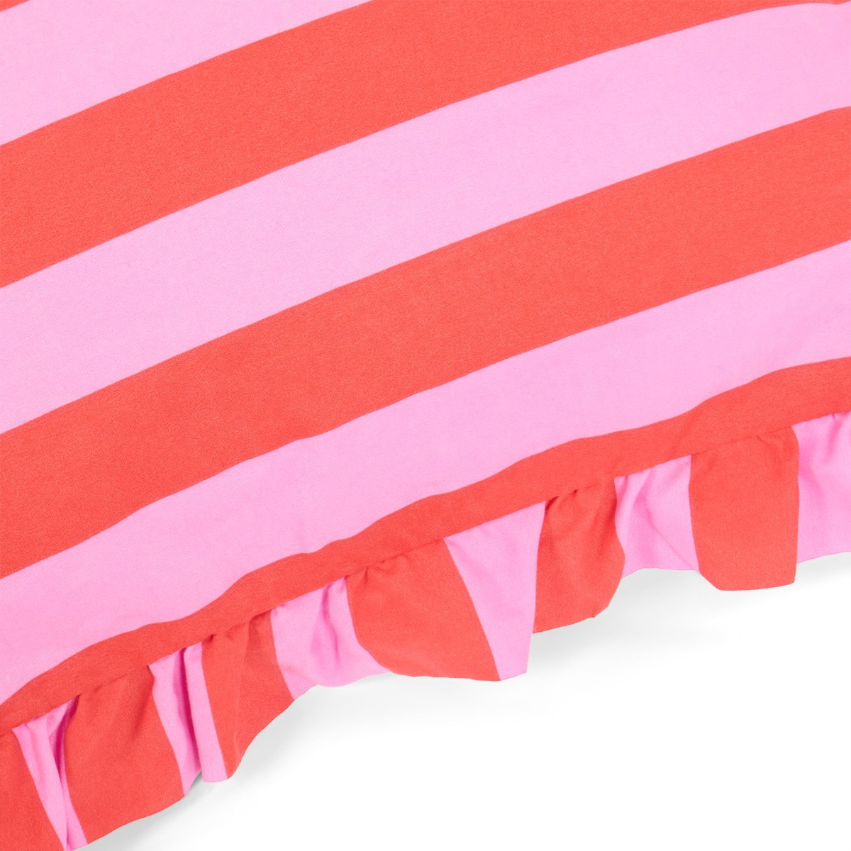 OHS Striped Frill Cushion Covers - Red/Pink>
