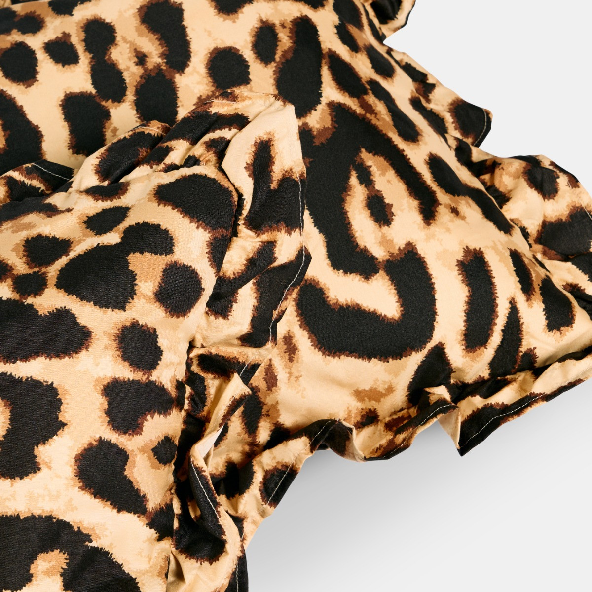 OHS Leopard Print Frill Cushion Covers - Natural>