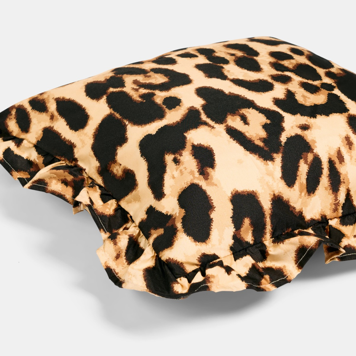 OHS Leopard Print Frill Cushion Covers - Natural>