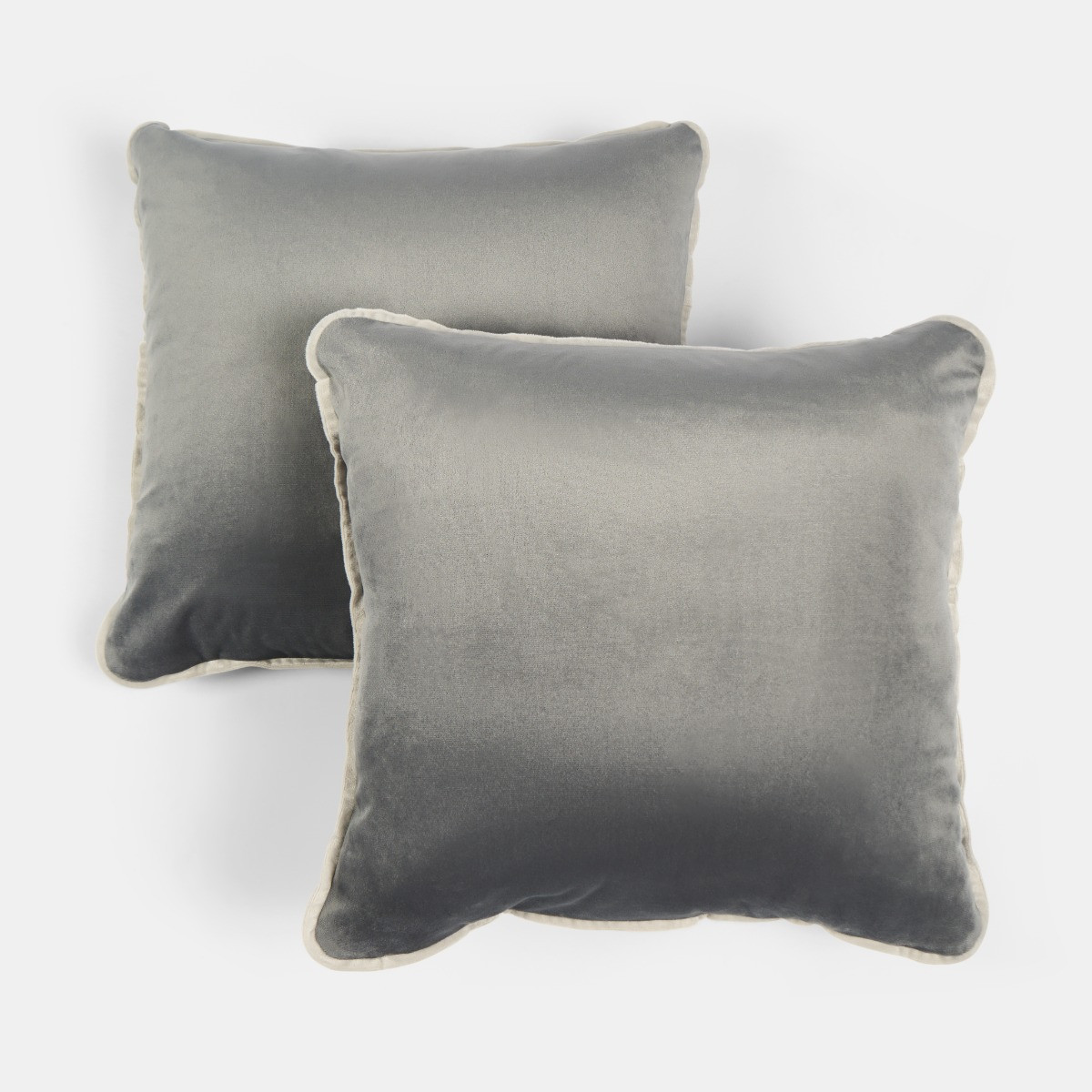 OHS Matte Velvet Piped Edge Cushion Covers - Charcoal>
