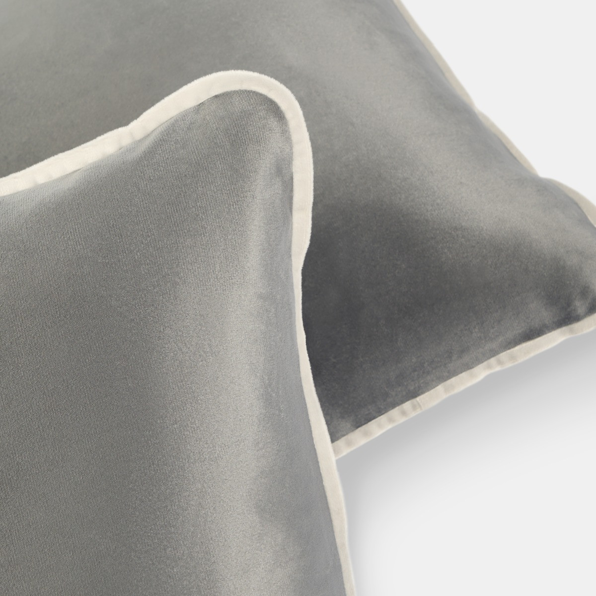 OHS Matte Velvet Piped Edge Cushion Covers - Charcoal>