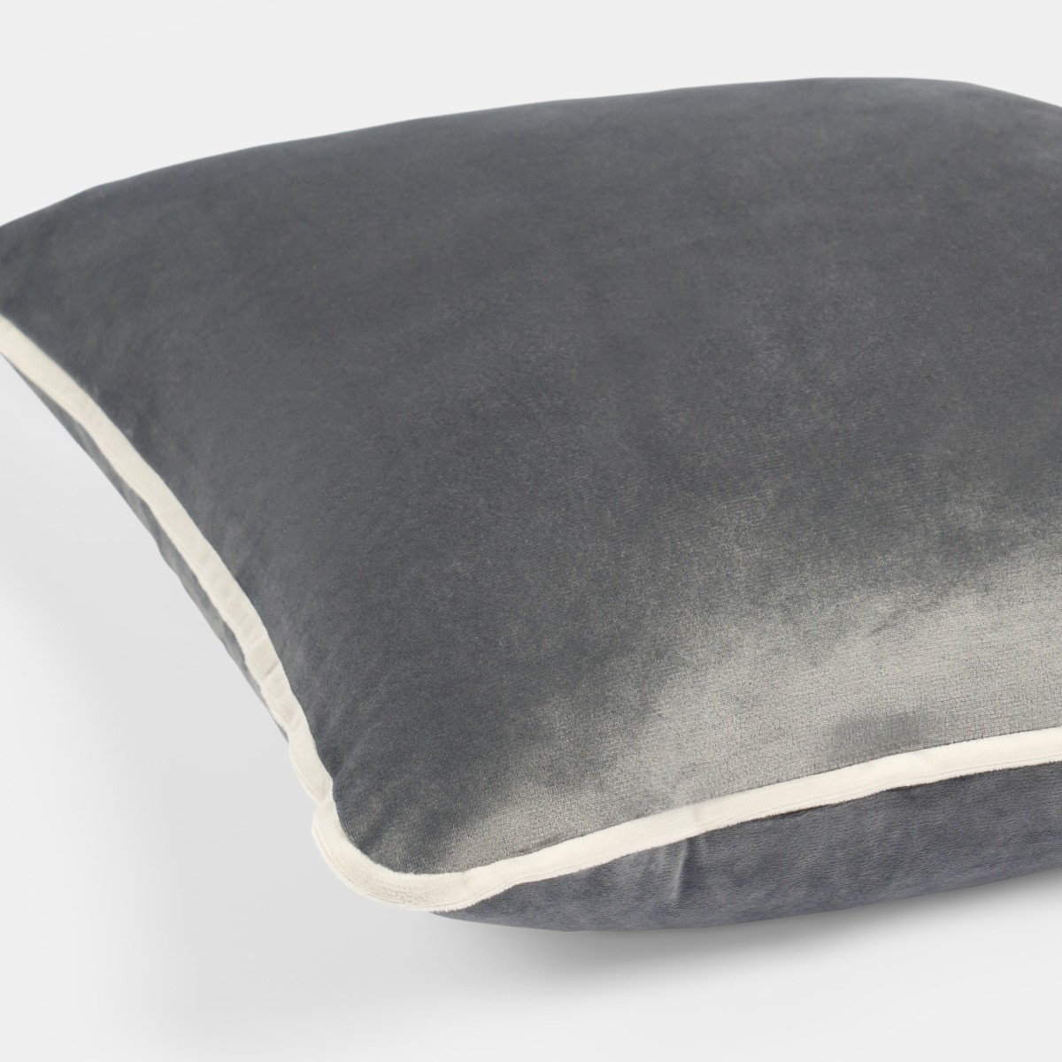 OHS Matte Velvet Piped Edge Cushion Covers - Charcoal>