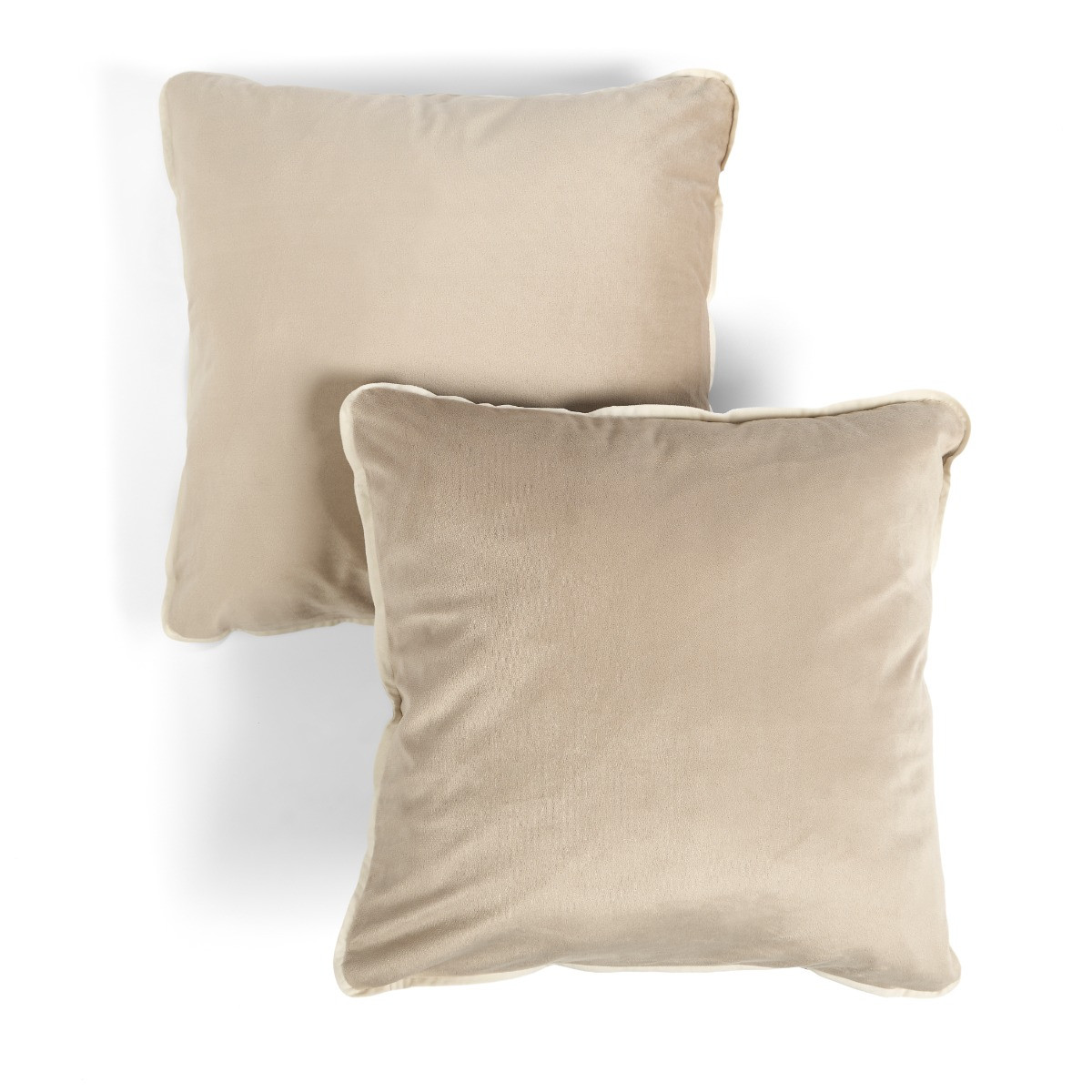 OHS Matte Velvet Piped Edge Cushion Covers with Cushion - Mink>